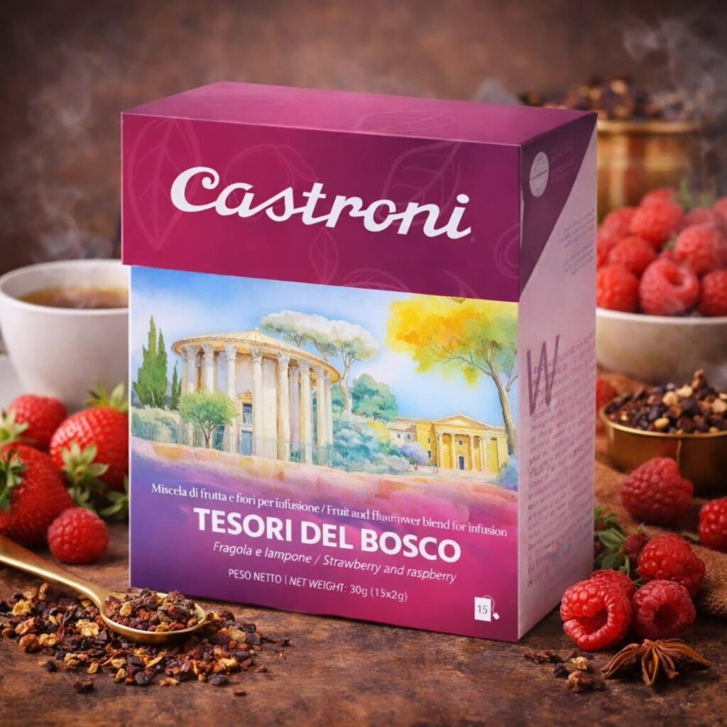 Grafica per packaging astucci tè Castroni