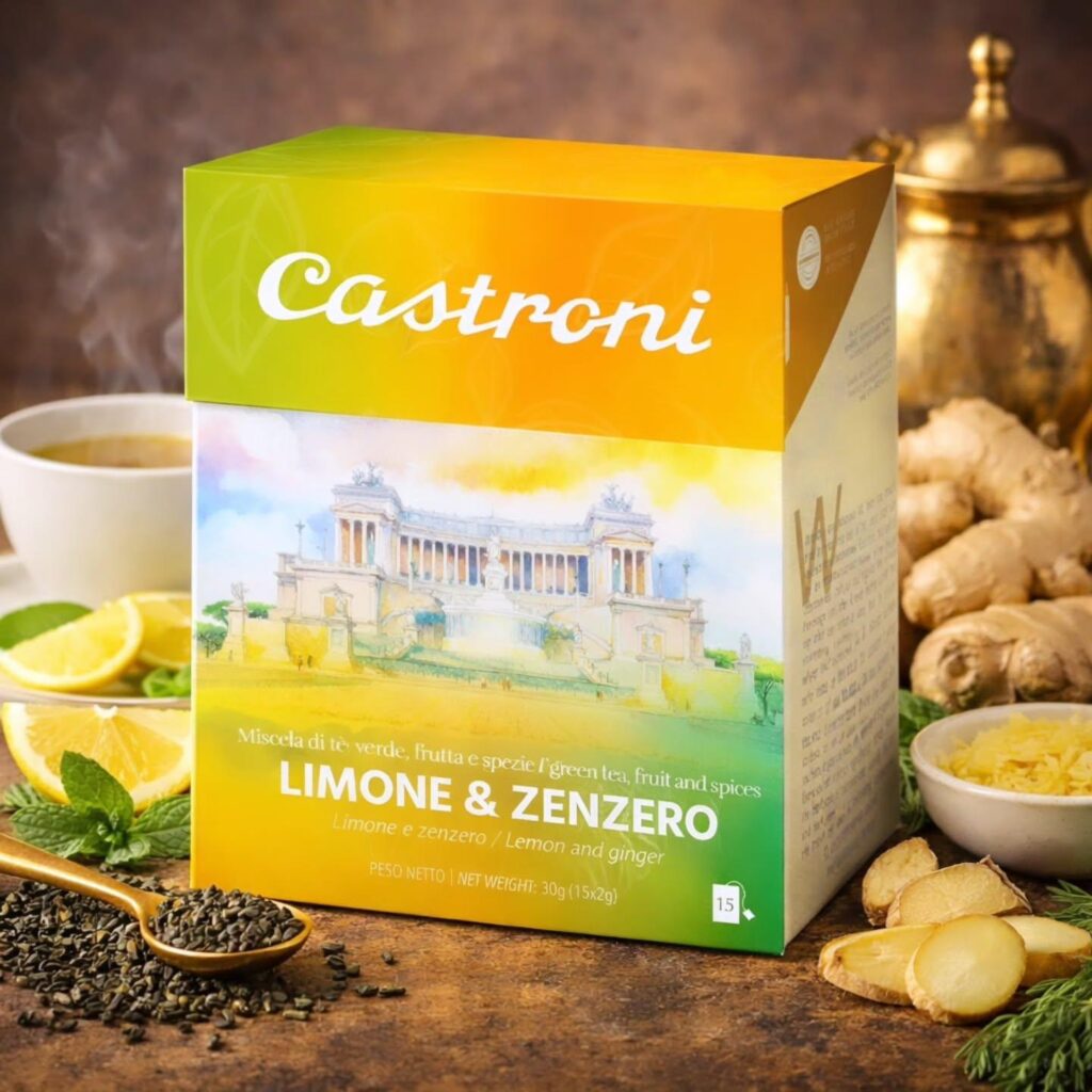 Grafica per packaging astucci tè Castroni