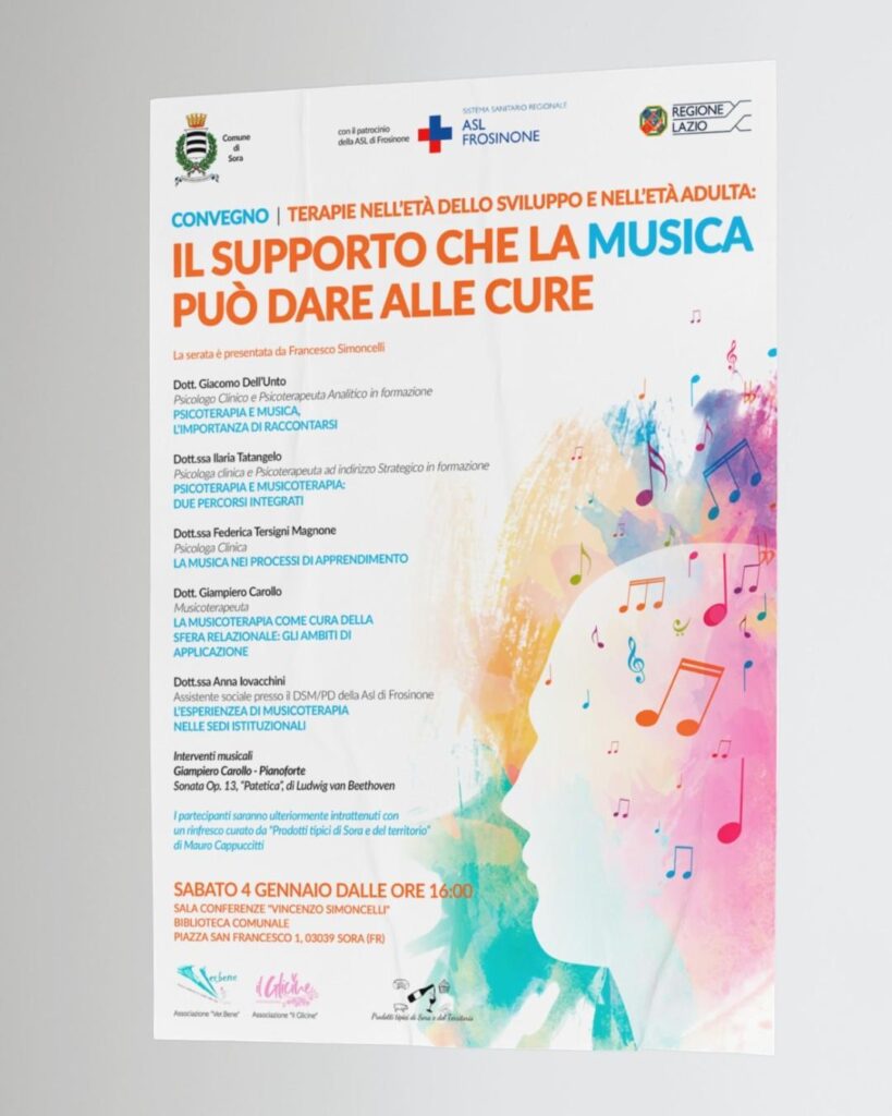 Grafica Locandina per evento di Musicoterapia