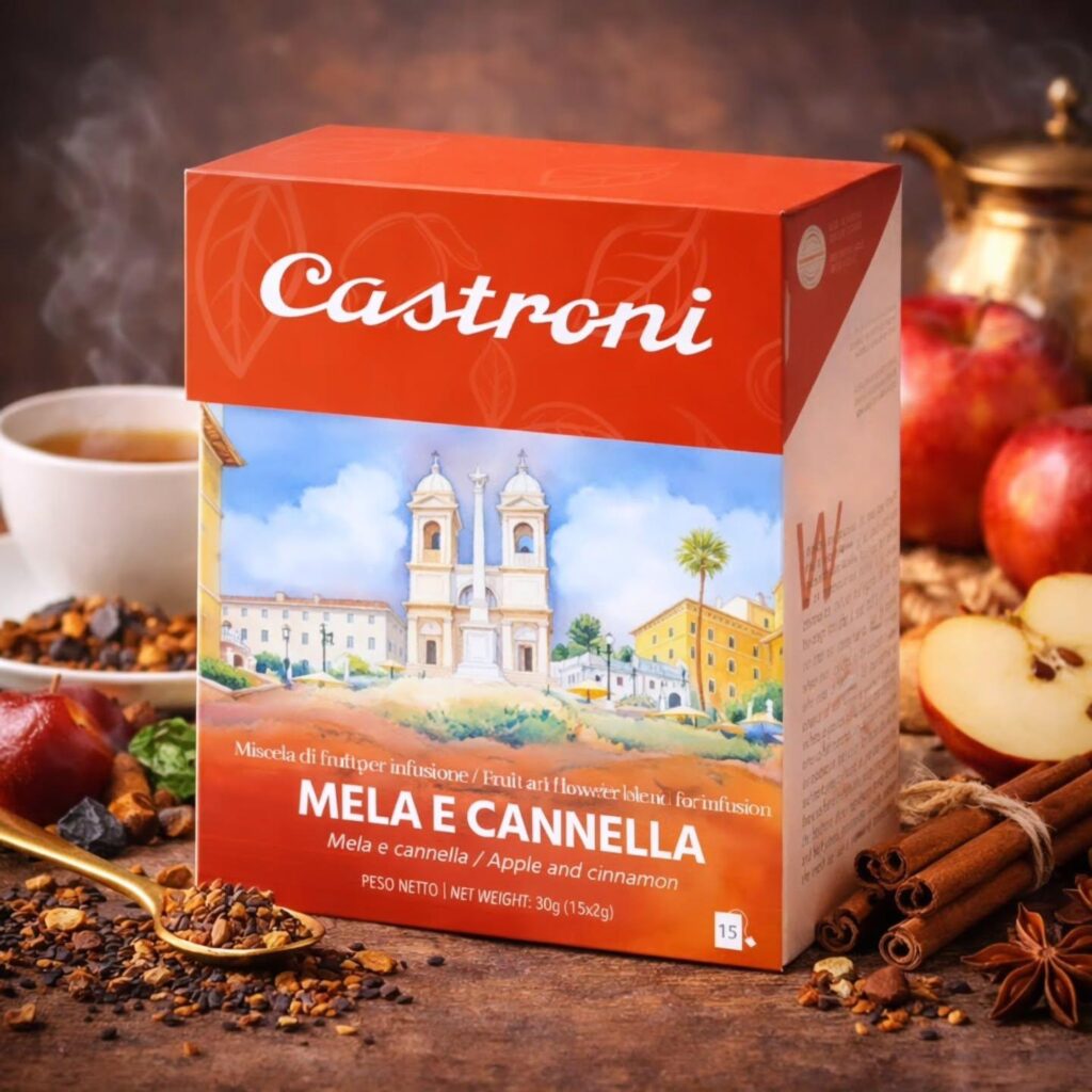 Grafica per packaging astucci tè Castroni